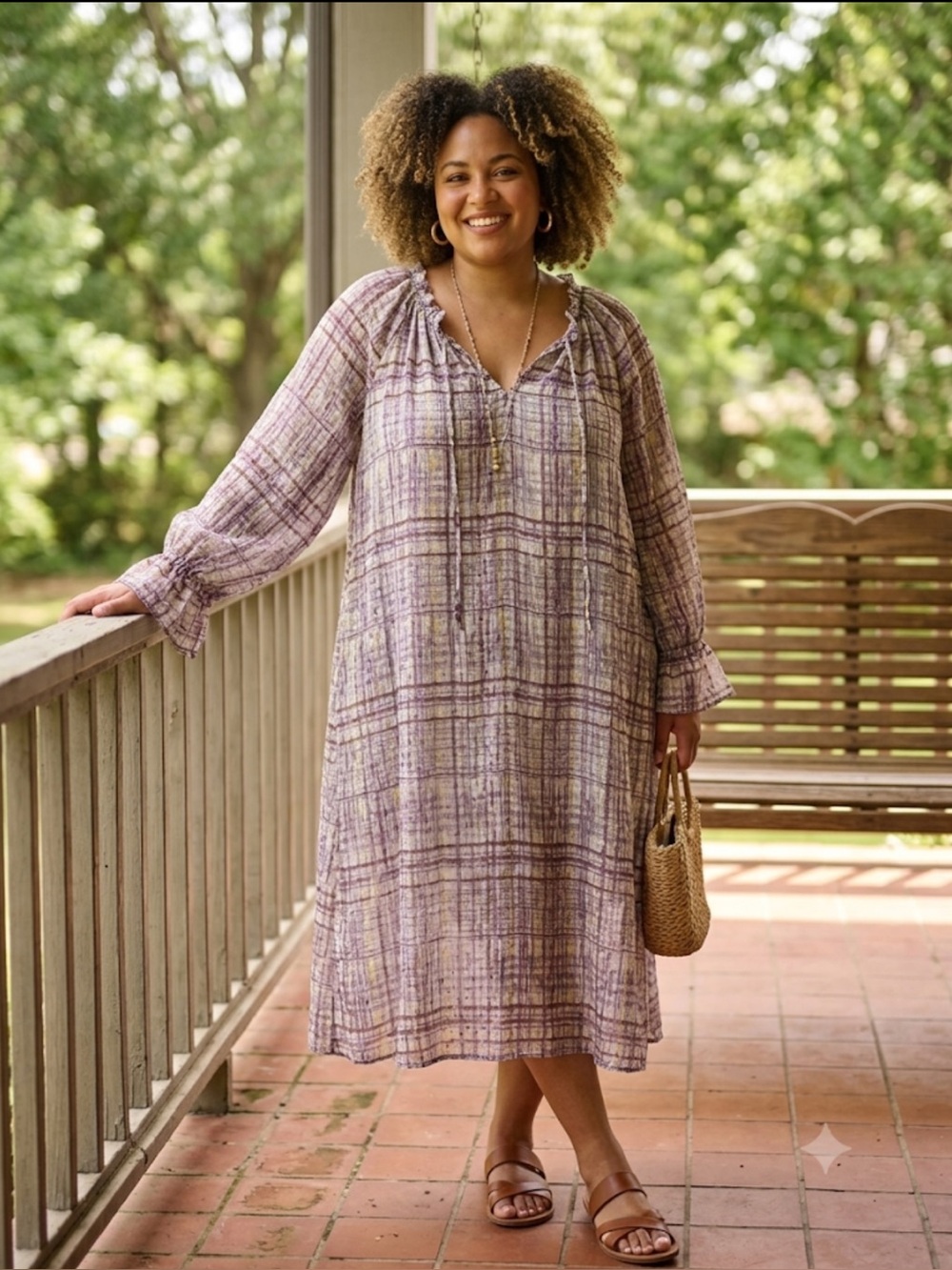 Cato Boho Abstract Printed Flowy Dress (Size 18/20W)
